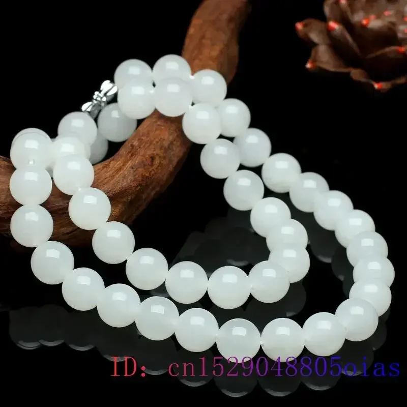 Beading - Biały Jadeit Naszyjnik z koralików Koraliki
