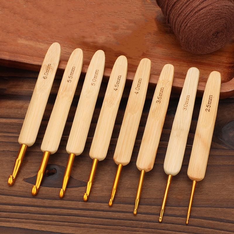 Wooden Crochet Hooks Ergonomic Handle - Bambusowe drewniane uchwyty szydełka ergonomiczne igły