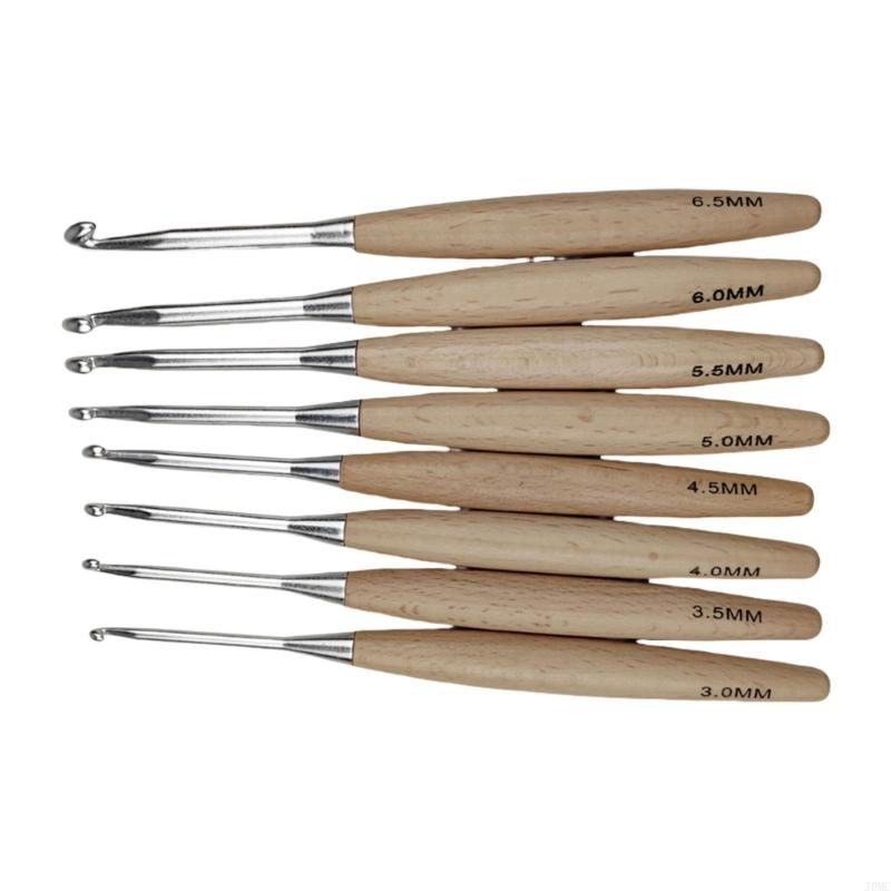 Wooden Crochet Hooks Ergonomic Handle - 8 sztuk ergonomiczny szydełko dla początkujących