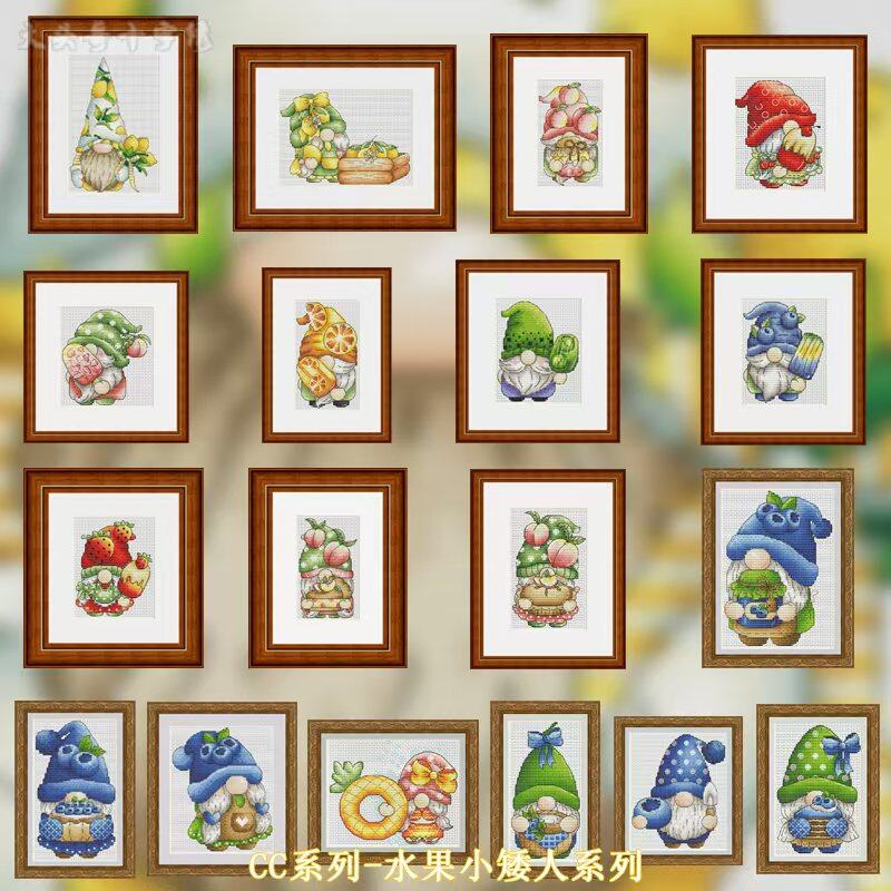 Cross Stitch Stamped Kits Beginners - 【Seria CC - Seria Owocowe Gnomki】Zestaw