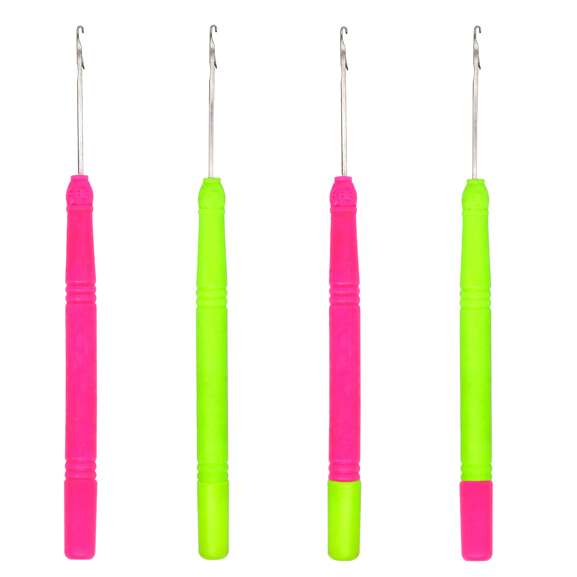 Wooden Crochet Hooks Ergonomic Handle - Szydełka do dredów z różową plastikową