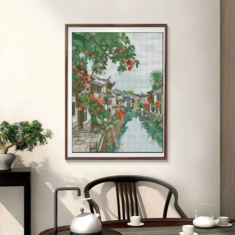 Cross Stitch Stamped Kits Beginners - [[CC904-Water Town Jiangnan] Zestaw do haftu