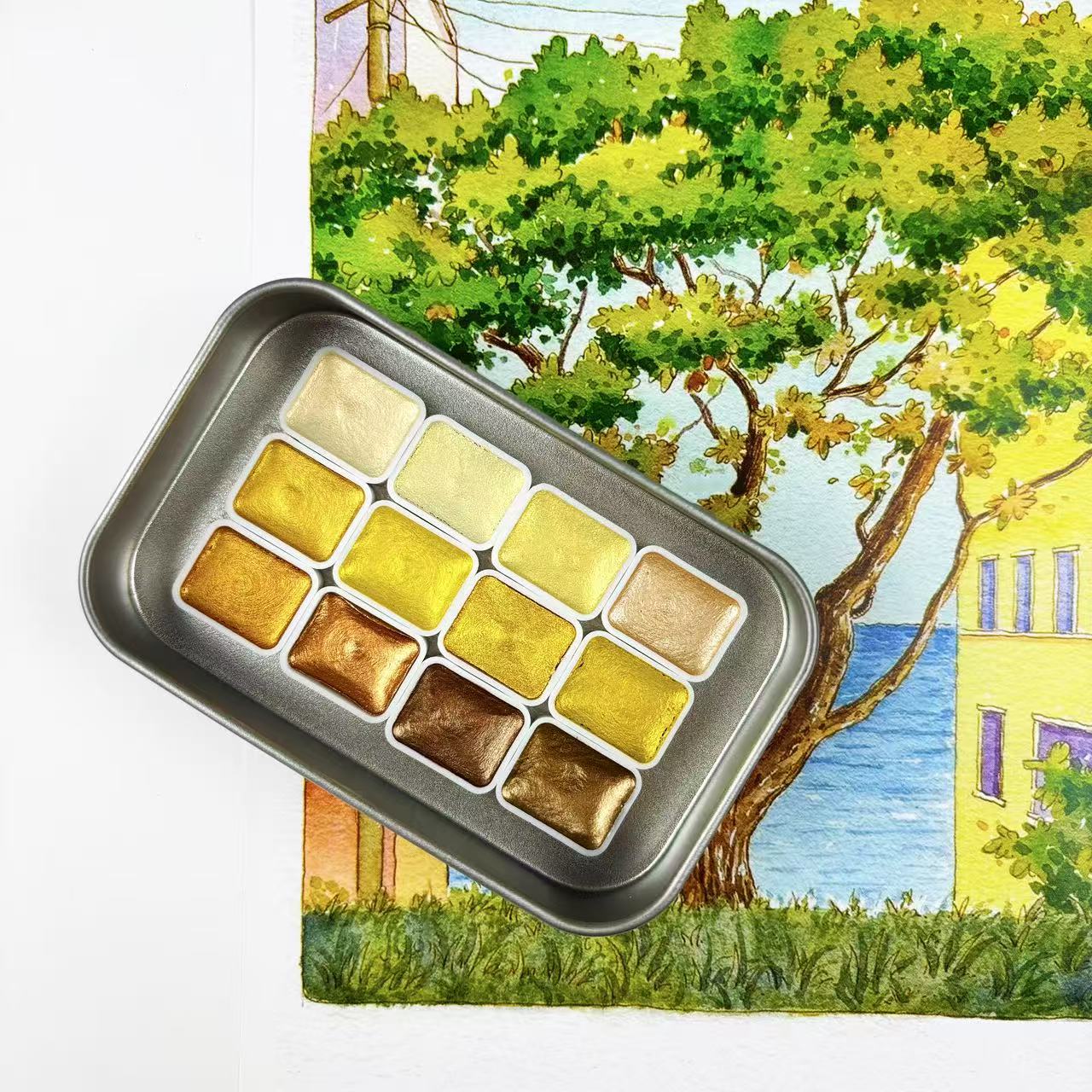 Watercolor Paint Set Solid Pigment - Kompletny zestaw profesjonalnych pigmentów akwarelowych zawierający