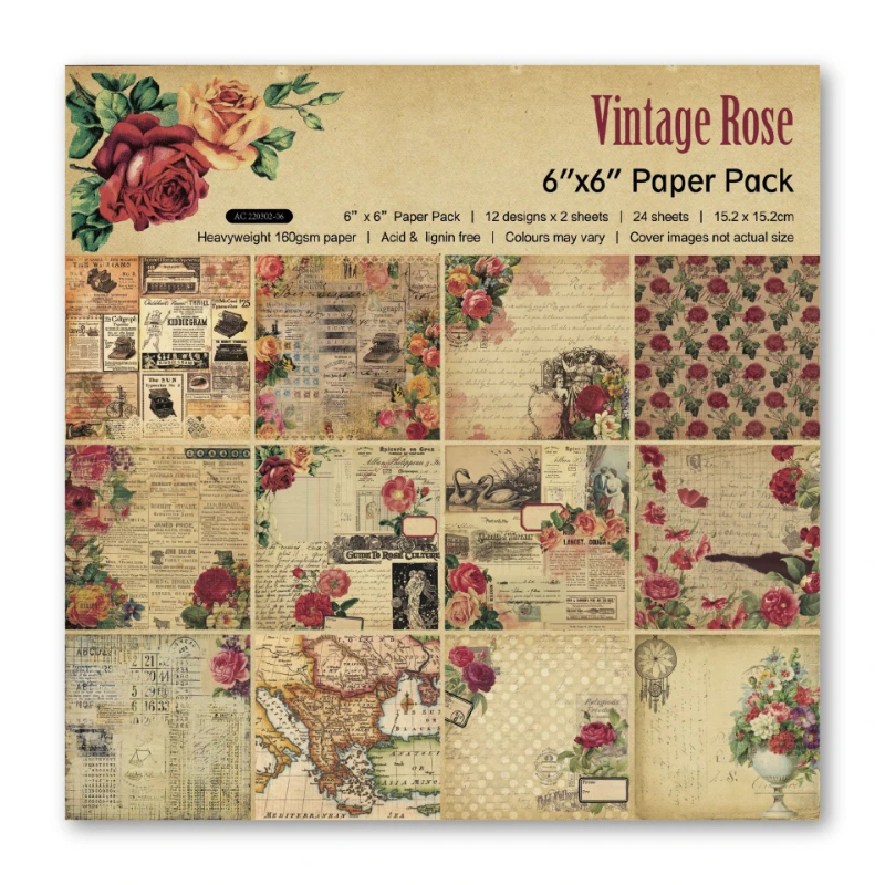 Notatnik do scrapbookingu z ró – Vintage Junk Journal Scrapbooking Paper recenzja i cena
