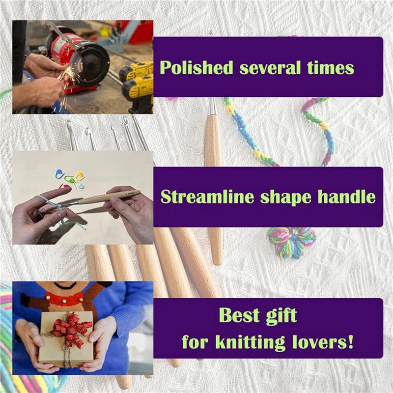 SEWS-80 szt. drewnianych szyde – Wooden Crochet Hooks Ergonomic Handle recenzja i cena