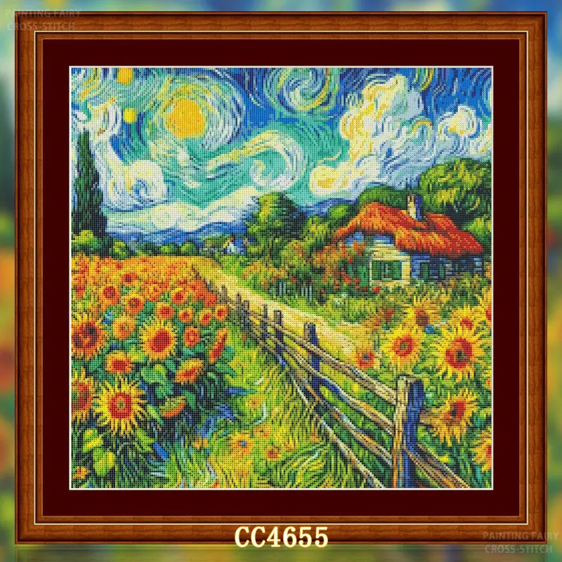 [[CC4656-Seria Van Gogh Farma  – Cross Stitch Stamped Kits Beginners recenzja i cena