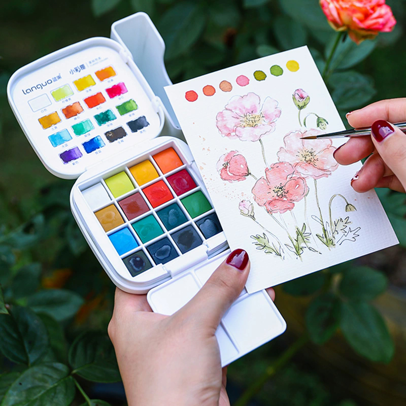 LANGUO 16 Kolorów Zestaw Farb  – Watercolor Paint Set Solid Pigment recenzja i cena